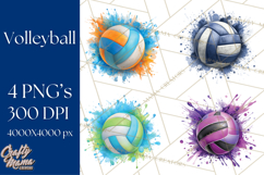 Volleyball Clipart PNG with Team Color Paint Splash Design Product Image 1