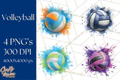 Volleyball Clipart PNG with Team Color Paint Splash Design Product Image 1