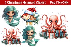 Christmas Mermaid Clipart PNG Product Image 1