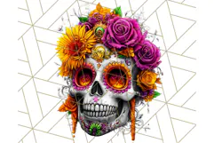 Bright Sugar Skull PNG Clipart, Halloween Colorful Skull Png Product Image 2
