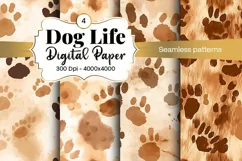 Dog Paw Digital Paper Seamless Scrapbook Paper Product Image 1