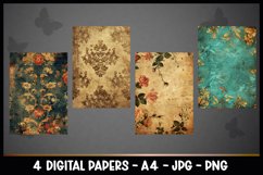 4 Vintage Digital Papers I Junk Journal Pages Product Image 2