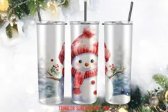 Christmas Snowman Tumbler Sublimation Designs Product Image 2