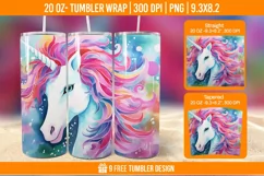 Unicorn Milkyway Tumbler Wrap Designs, Sublimation Wrap Product Image 1