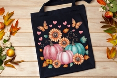 Glitter Floral Pumpkin Sublimation PNG. Product Image 6