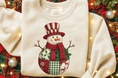 Patchwork Snowman PNG, Christmas quilted snowman Png. Product Image 7