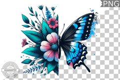 Floral Butterfly Sublimation - Clipart PNG Design Product Image 1