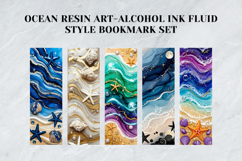 Ocean Resin Art &amp; Alcohol Ink Fluid Bookmark Set,Shiny Sea Product Image 6