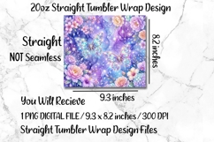 Glitter Butterfly 20 OZ Skinny Tumbler Wrap Sublimation Png. Product Image 5