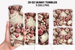 Valentine Skinny Tumbler 20oz Wrap Design, Valentine Tumbler Product Image 1