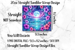 Floral Beach 20 OZ Skinny Tumbler Wrap Sublimation Png. Product Image 5