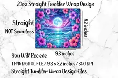 Floral Beach 20 OZ Skinny Tumbler Wrap Sublimation Png. Product Image 5