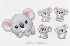 15 Bundle Watercolor Baby Koala Animal Sleeping Kids Cartoon Product Image 6