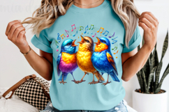 Singing Birds Music Notes PNG, Colorful Choir Sublimation Product Image 5