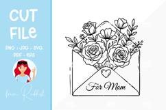 Mom Floral Line Art Cut File Product Image 1