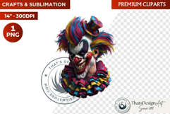 Horrific Evil Clown Clipart - Halloween Creepy Circus PNG G Product Image 1