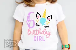 Six Birthday Unicorn SVG - 6th Birthday Unicorn Shirt PNG Product Image 2