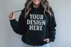 Black Gildan 18500 Hoodie Mockup, G18000 Hoodie Model mockup Product Image 1