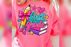 First Grade PNG, Cute Pencil Bow School Design Product Image 4