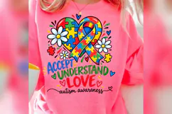 Autism Awareness PNG, Puzzle Heart Ribbon Design Product Image 4