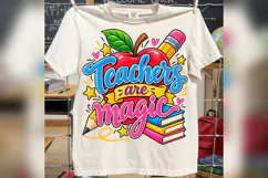 Teachers Are Magic PNG, Colorful Teacher Apple Design Product Image 1