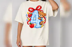 4th Grade Teddy Bear PNG, Back to School Apple Pencil Bow Product Image 4