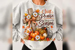 Praise Him Every Season PNG, Christian Fall Cross Design Product Image 5