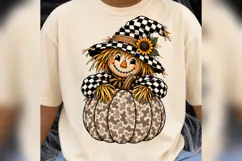 Fall Scarecrow PNG, Buffalo Plaid Pumpkin Design,Cute Autumn Product Image 2