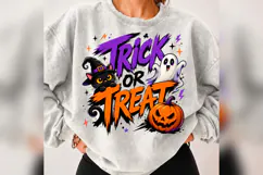 Trick or Treat Halloween Cat Ghost Pumpkin PNG, Spooky Fall Product Image 3