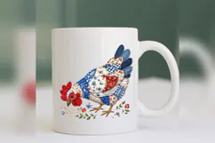 Patriotic Chicken PNG, Patchwork Hen Farmhouse Design Product Image 4