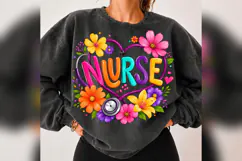 Colorful Nurse PNG, Floral Stethoscope Heart Design, Nurse Product Image 4