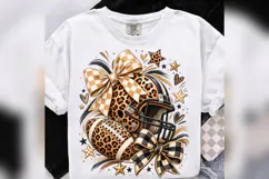 Leopard Football PNG, Coquette Game Day Bow PNG, Checkered Product Image 4