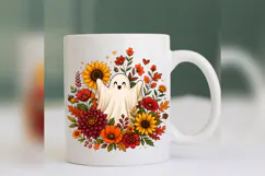 Fall Floral Ghost PNG, Sunflower Halloween Ghost, Autumn Product Image 1