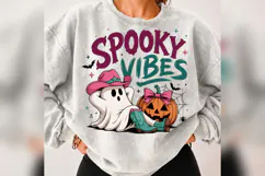 Spooky Vibes Ghost PNG, Western Halloween Design, Cowgirl Pn Product Image 5