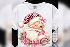 Pink Leopard Santa PNG, Coquette Christmas Santa, Girly Product Image 4