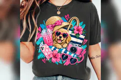 Summer Dog PNG, Cute Beach Puppy Design, Pink Tropical Vacat Product Image 3