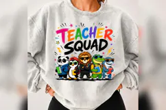Teacher Squad Cute Animals PNG, Colorful Back to School Product Image 5