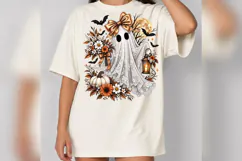 Floral Lace Ghost PNG, Coquette Halloween Ghost, Bow Pumpkin Product Image 1
