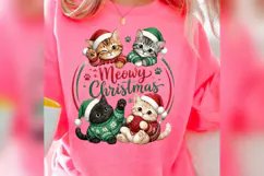 Meowy Christmas PNG, Cute Christmas Cat Design, Santa Kitten Product Image 3