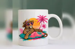 Tropical Leopard PNG, Surfing Leopard Summer Design, Beach Product Image 1