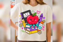 Back to School PNG, Cute Apple Pencil Crayon Notebook Design Product Image 3
