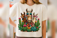Llama Cactus PNG, Colorful Boho Alpaca Design, Western Deser Product Image 3
