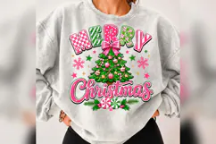 Merry Christmas PNG, Pink Green Christmas Tree Design Product Image 5