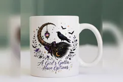 A Girls Gotta Have Options PNG, Witch Broom Raven Halloween Product Image 4