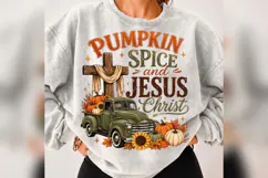 Pumpkin Spice Jesus Christ PNG, Christian Fall Truck Design Product Image 5