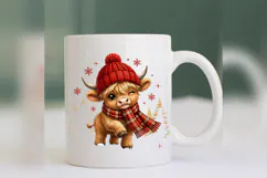 Winter Highland Cow PNG, Cute Christmas Cow Design Product Image 4