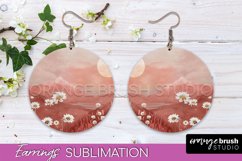 Boho Landscape Round Earring Sublimation, Minimalist Earring Product Image 1