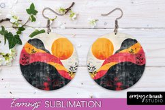 Boho Landscape Round Earring Sublimation, Minimalist Earring Product Image 1