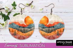 Boho Landscape Round Earring Sublimation, Minimalist Earring Product Image 1