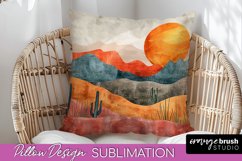 Boho Pillow Cover - Minimalist Landscape Pillow Sublimation Product Image 1